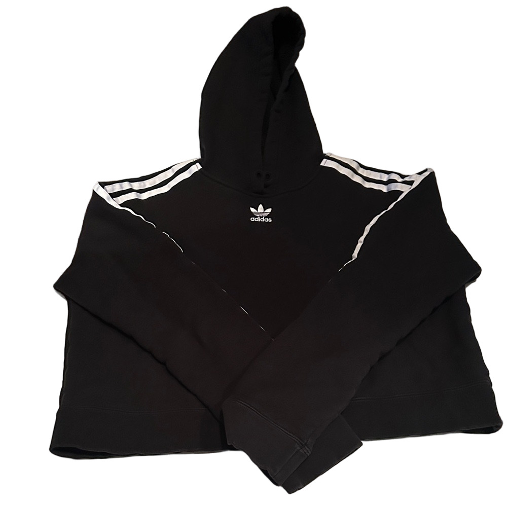 Adidas Black Hoodie with White Accents XS